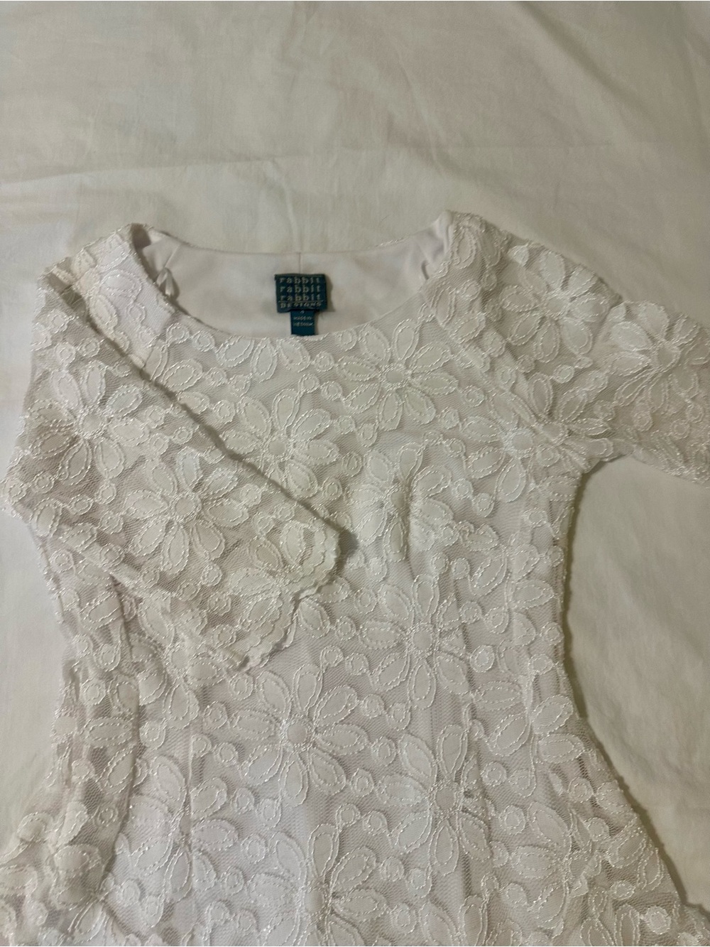 Rabbit Rabbit Rabbit White Lace Overlay Dress